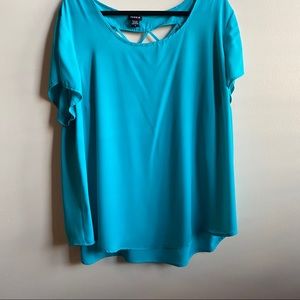 Torrid size 3 turquoise caged back blouse